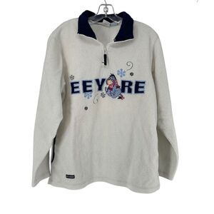 Disney Eeyore Sherpa Quarter Zip Pullover Sweatshirt Y2K Cozy Size M Embroidered